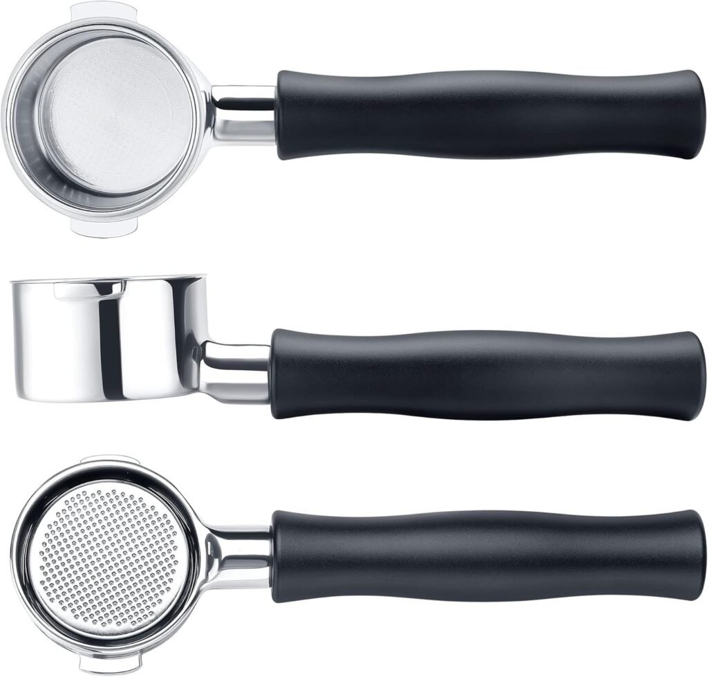 Normcore 51mm Naked Bottomless Portafilter 2 Ears Fits Delonghi ECP3420/EC155/BCO430/EC260 with Anodized Aluminum Handle (Basket Included) - Included Portafilter Filter Basket