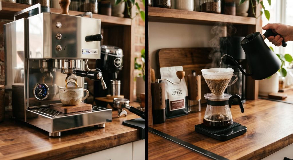 espresso vs pour over coffee brewing comparison