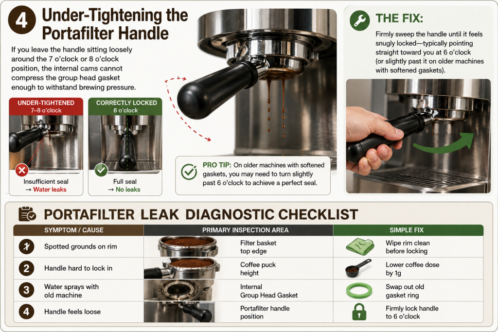 espresso machine leaking around portafilter